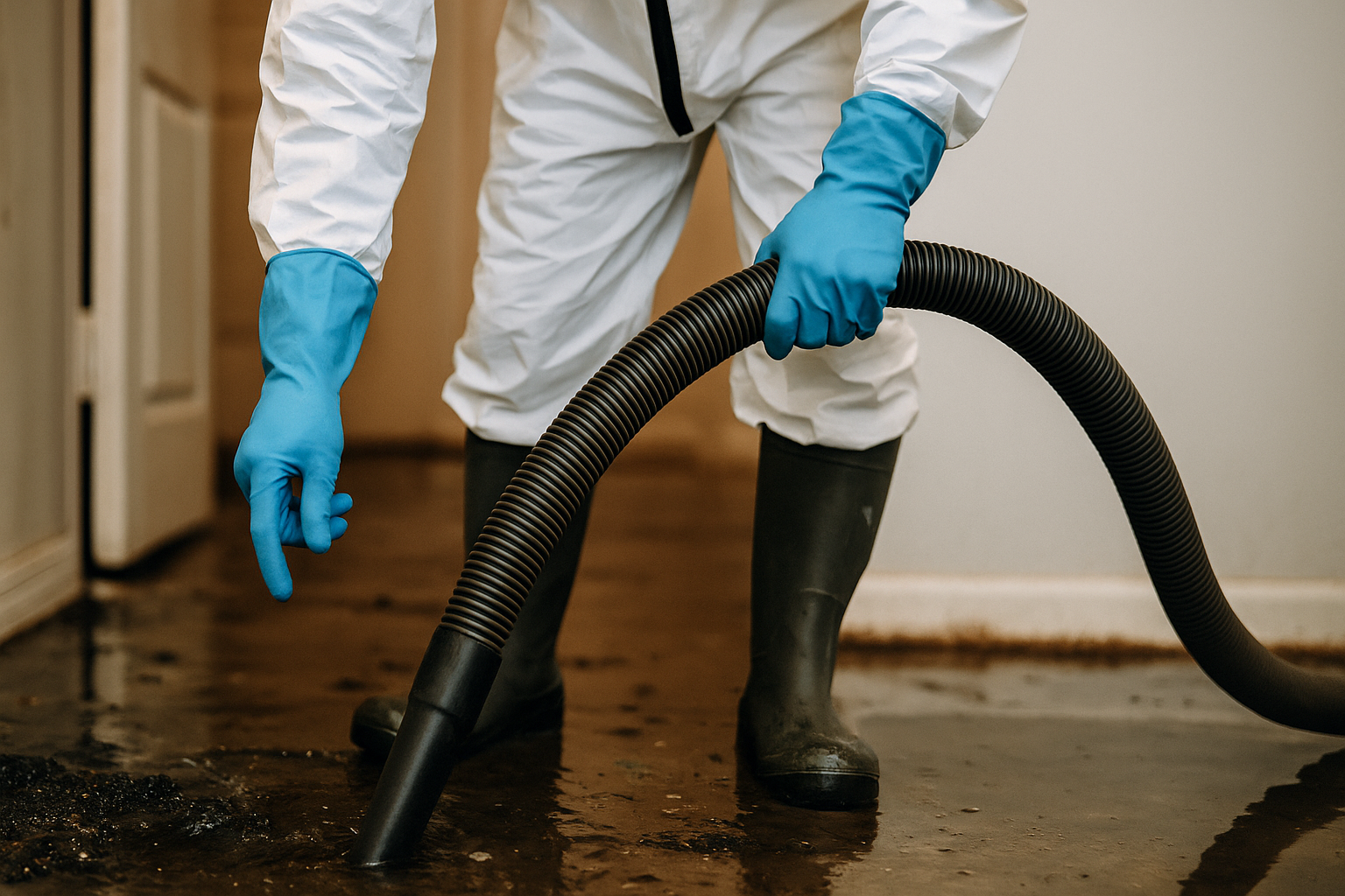 Step 1 of Our Sewage Cleanup Process